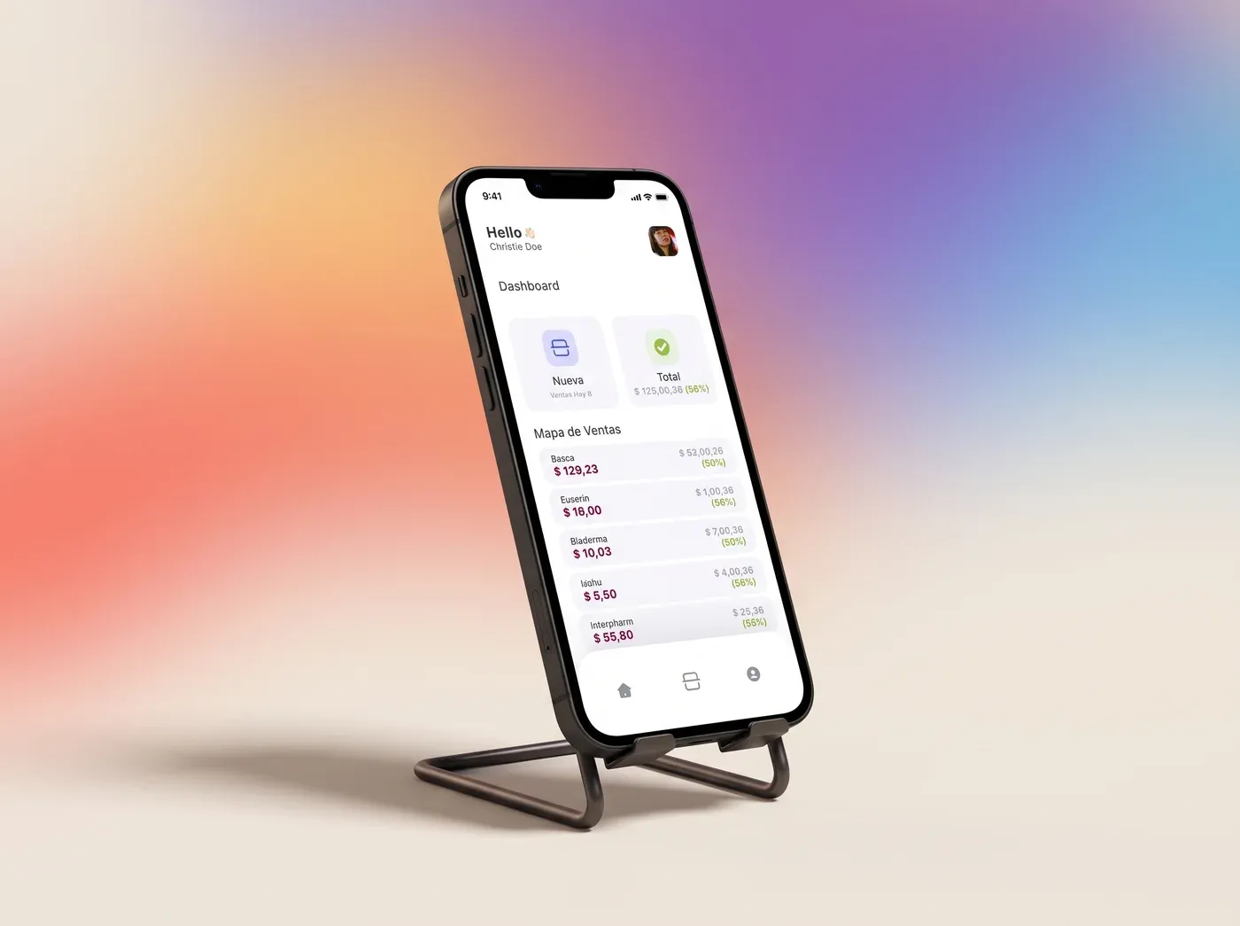 App de ventas — vista principal
